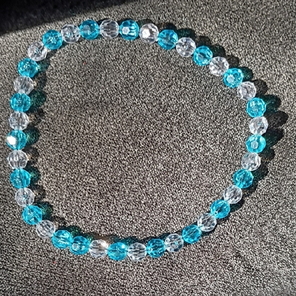 Elegant Blue and Clear Beaded Bracelet Dog Necklace